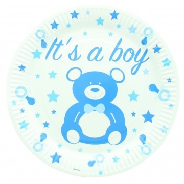 10 assiettes en carton baby shower boy 23 cm