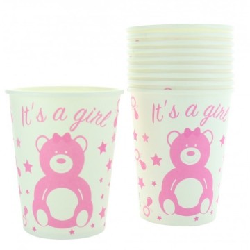 10 gobelets en carton baby shower girl