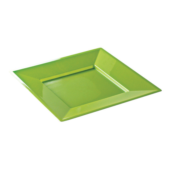 12 assiettes en plastique rigide carré anis prestige 18 cm