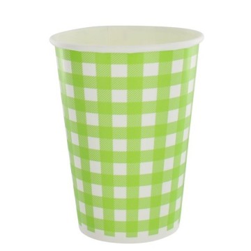 10 gobelets en carton vichy - vert