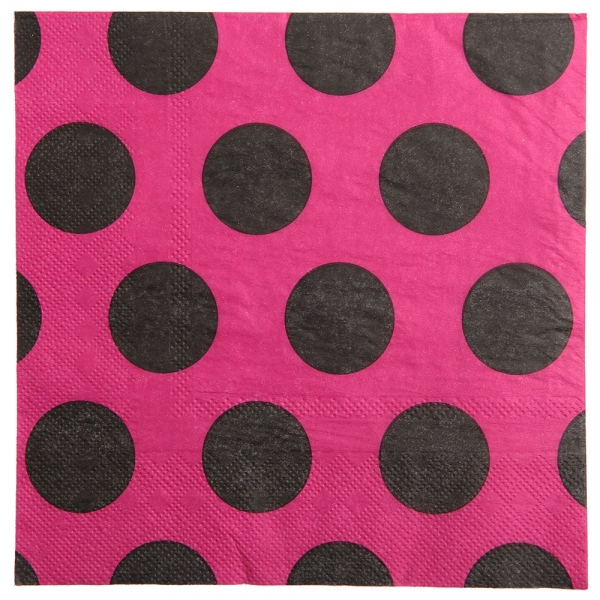 10 serviettes de table à gros pois - fuchsia