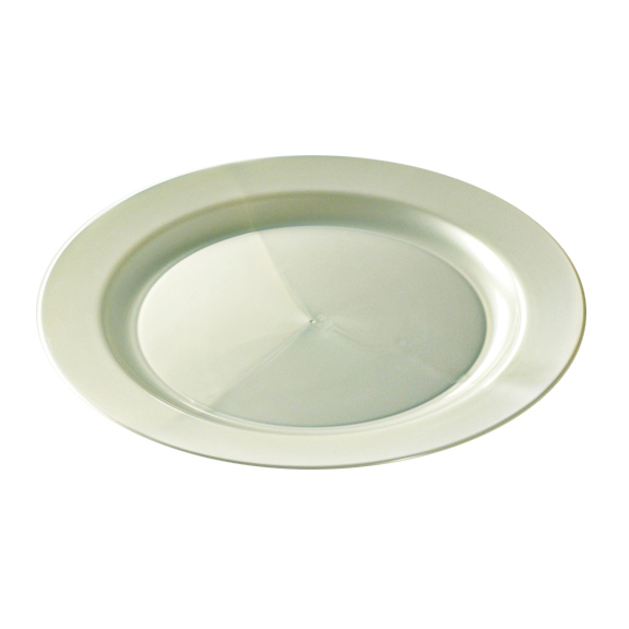 12 assiettes en plastique rigide ronde blanc nacré prestige 24 cm