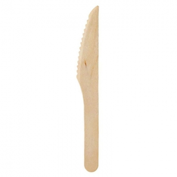 100 couteaux en bois biodégradables 16.5 cm