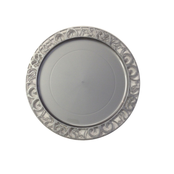 4 sous-assiettes rondes argent 30 cm