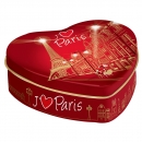 Boite à bonbon coeur Paris rouge et or- Caramels 100g